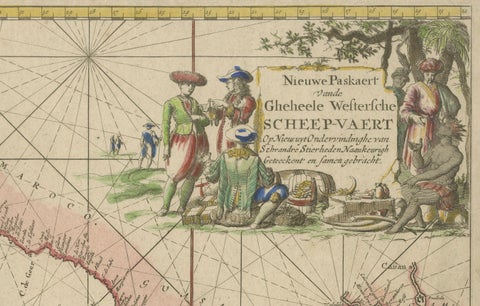 1717 Johannes Van Keulen Sea Chart of the Eastern Atlantic, Amsterdam to Gambia, close-up 3