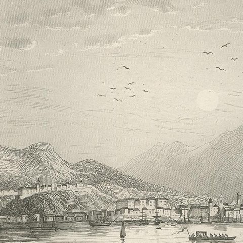 Antique Print of the Harbor of Rio de Janeiro by D'Urville (1853), close-up 2