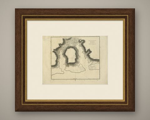 Antique Plan of the Harbour of Taloo by Cook, 1784, shown framed