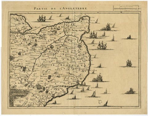 Uncommon Antique Map of the English Channel Coastline, ca.1709, view 2