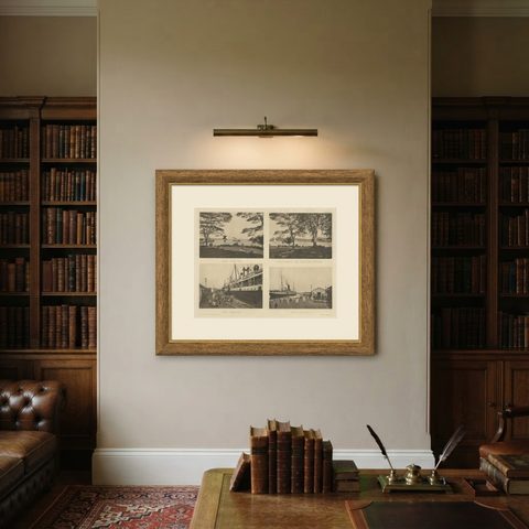 Rare Harbour Views of Colonial Singapore, 1907, shown framed on a wall