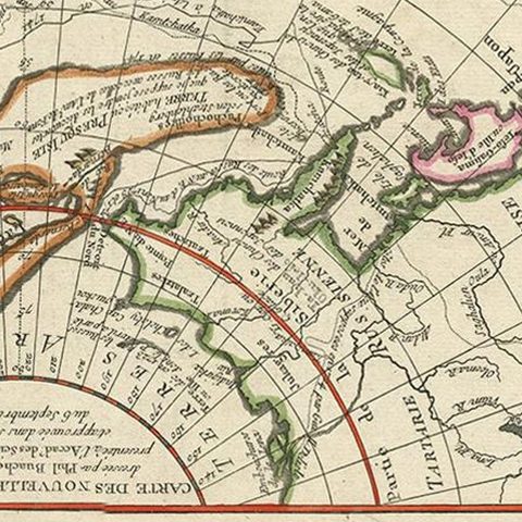 Antique Map of the West Coast of North America & North East Coast of Asia '1772', close-up 1