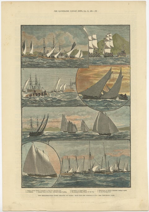 Antique Print of The Sailing Race for the Admiral's Cup at Palma, 1881, view 2