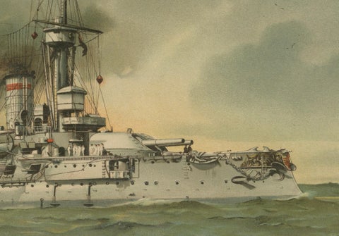 SMS Kurfürst Friedrich Wilhelm: German Pre-Dreadnought Battleship, 1903, close-up 1