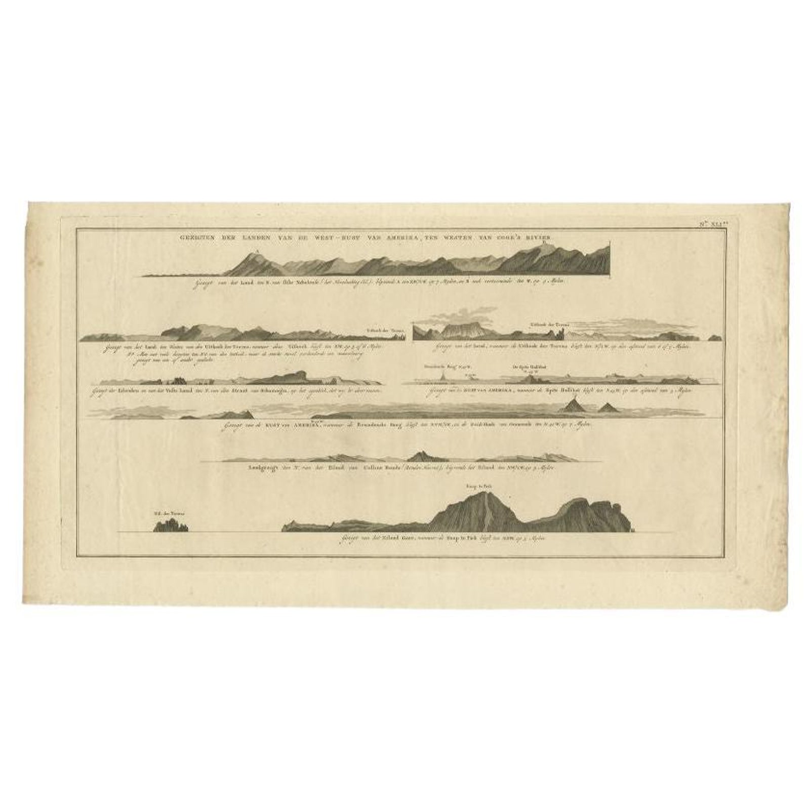 Antique Print with Coastal Views of Islands Near The American Coast by Cook