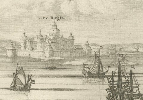 Maritime Majesty: The 17th-Century Skyline of Kalmar in Sweden, 1693, close-up 3