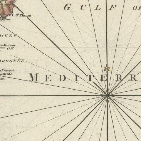 Antique Map of the Coast of Southern France, 1793, close-up 2