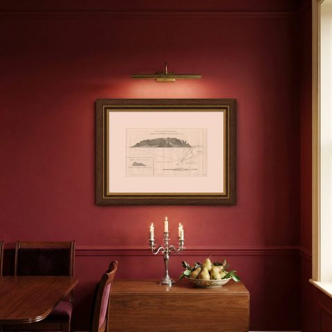 Old Print of the North-West Coast of Masafuero or Alejandro Selkirk Island, 1774, shown framed on a wall