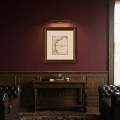 Antique Map of the Coast of Southern France, 1793, shown framed in a room