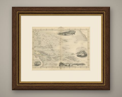 Map of Polynesia Highlighting Cultural Landscapes and Maritime Activities, 1851, shown framed