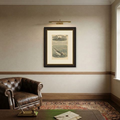 Antique Print of the Royal Victoria Yacht Club Regatta, 1869, shown framed on a wall