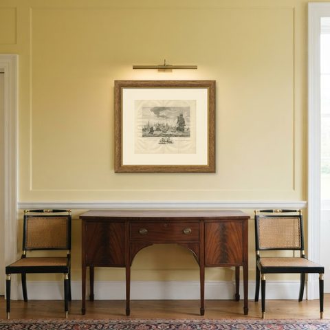 Antique Print of Ships Near Onrust Island Near Jakarta, Indonesia, 1779, shown framed in a room