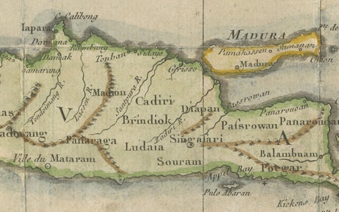Java and Bali with Borneo Coast, 18th Century French Colonial Map, close-up 4