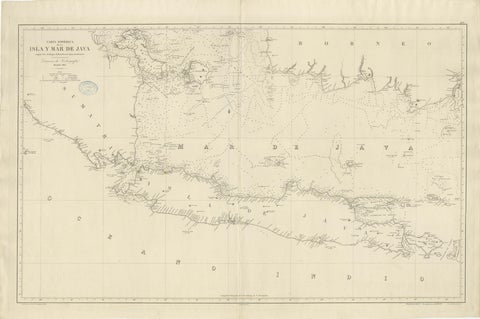 Large Chart of the island and sea of Java, Indonesia, view 2