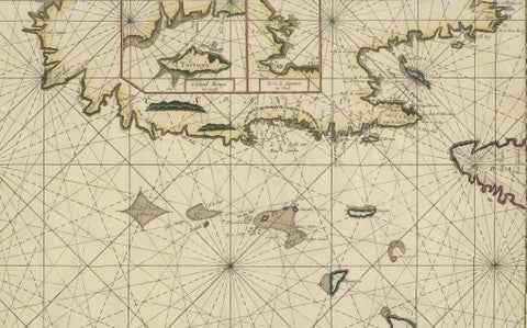 Original Antique Sea Chart, the Northern Part of Hispaniola, Western Cuba, 1684, close-up 1