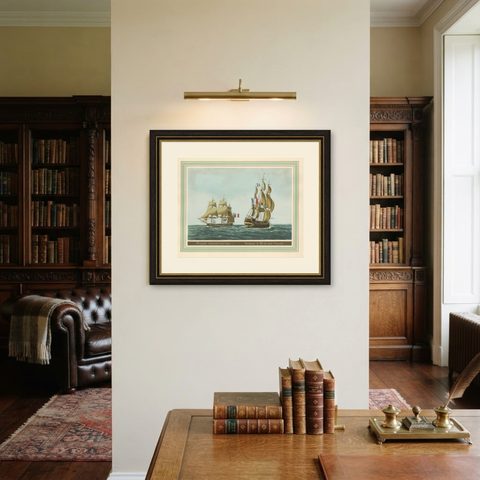 Maritime Salute: The Elegance of 18th-Century Naval Grace, circa 1920, shown framed on a wall