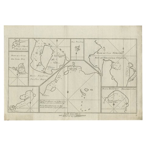 Antique Chart of CAP Providence and Other Charts by Hawkesworth, 1774