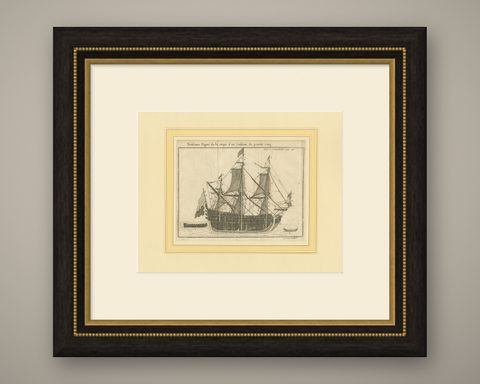 Antique Print of a Vessel Cross Section by Pluche '1735', shown framed