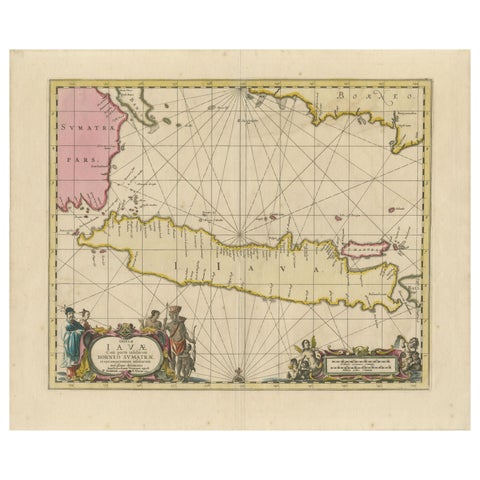 Antique Map of Java, Sumatra & Borneo, Dutch East Indies Sea Chart c.1700