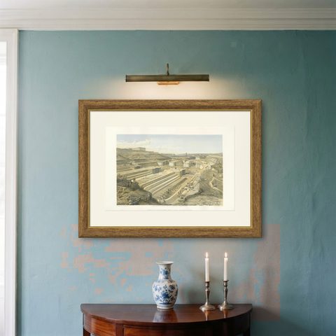 Antique Print of Docks at Sebastopol 'Crimean War' by W. Simpson, 1855, shown framed on a wall