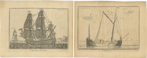 Set of 2 Antique Prints of Ships/Vessels by Pluche, 1750, view 4