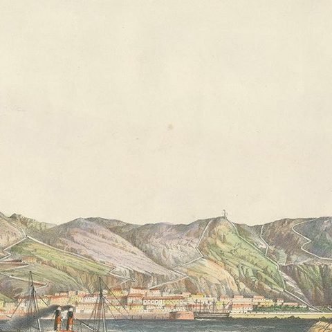 Antique Print of the North Coast of Gibraltar by F. Appel 'c.1890', close-up 2