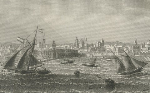 Antique Engraving of Buenos Aires, City and Harbor View, 1867, close-up 4