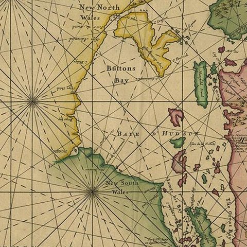 Greenland & North America, Antique Sea Chart by Frederick de Wit, 1745, close-up 1
