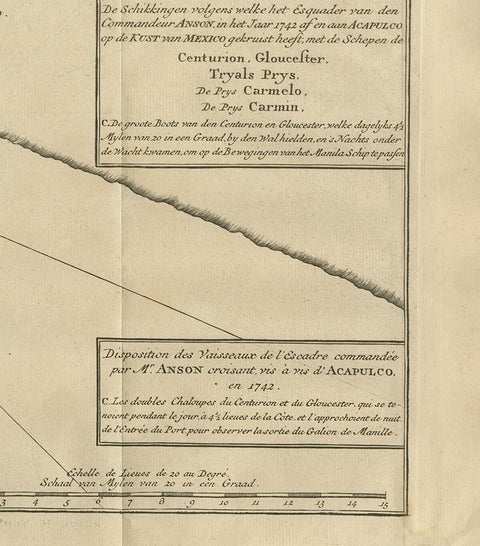 Antique Map of the Coast of Acapulco by Anson, 1749, view 4