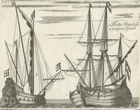 Dutch Inland Sailing Boats, Amsterdam–Haarlem & Delft–Rotterdam, Coronelli 1690, close-up 5