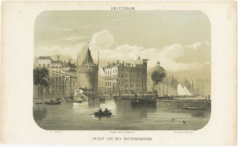 1857 Lithograph of Amsterdam’s Oosterdok Quay and Harbor, view 2