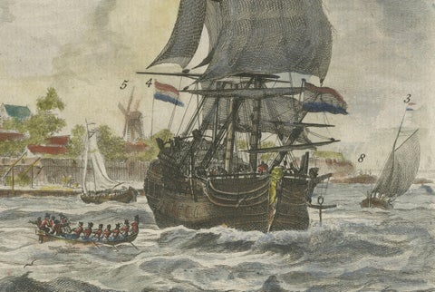 1779 View of Onrust Island Near Batavia with VOC Shipyard Activity, close-up 6
