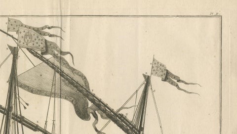 La Réale French Royal Galley, Large Naval Engraving, c.1769, close-up 3