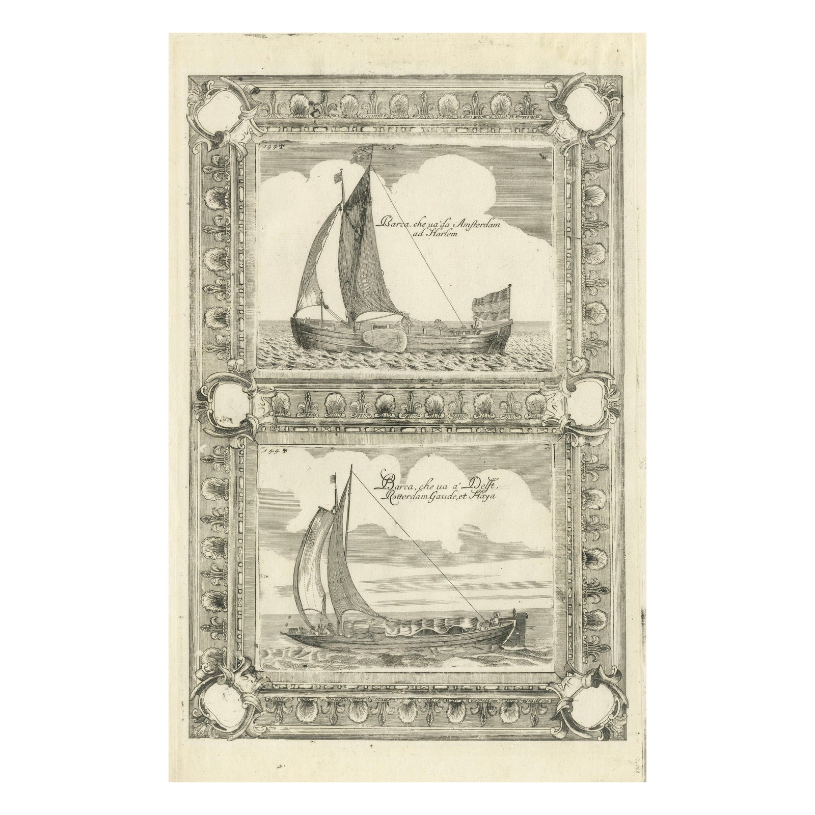 English Galleons & Dutch Vessels, Naval Ship Engravings, Coronelli 1690