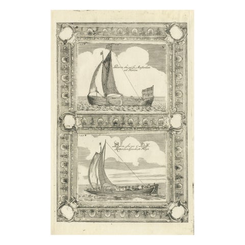 English Galleons & Dutch Vessels, Naval Ship Engravings, Coronelli 1690