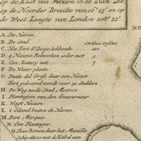 Antique Map of the Port of Acapulco in Mexico, 1749, close-up 1