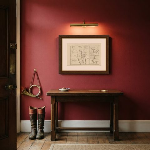 Detailed Map of New Zealand Showing the Route of Capt. Cook's First Voyage, 1803, shown framed in a room