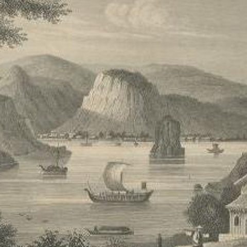 Antique Print of Shimoda a City and Harbour in Japan, circa 1840, close-up 2