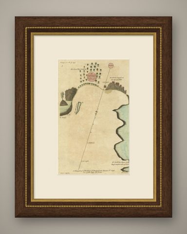 Antique Map of the Harbour of Praia, Santiago Island, Cape Verde, c.1750, shown framed