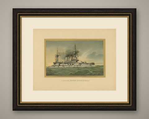 SMS Kurfürst Friedrich Wilhelm: German Pre-Dreadnought Battleship, 1903, shown framed