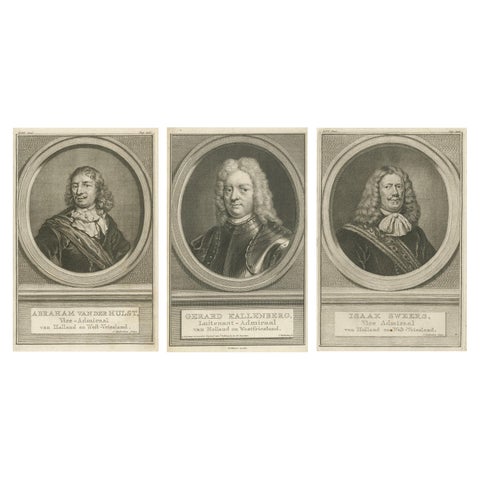 Set of Three Dutch Naval Portraits, Van der Hulst, Kallenberg & Sweers, c.1700