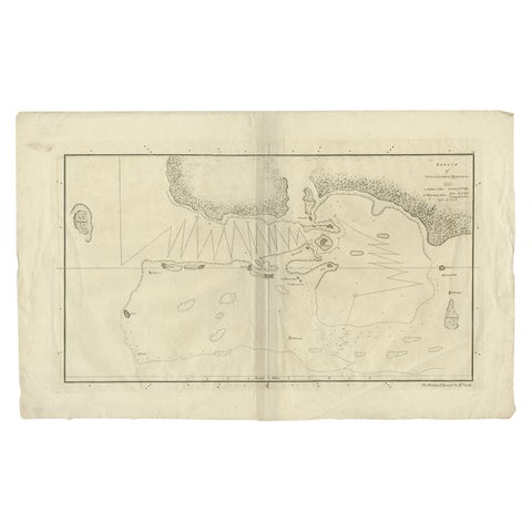 Original Antique Map of the Harbour of Tongatabu by Cook, 1784