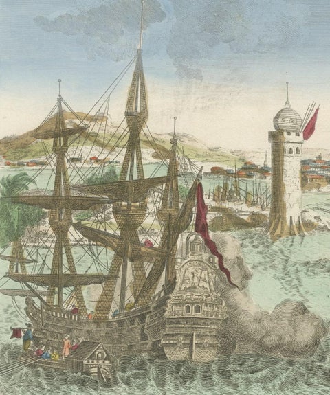 Hand-Colored Vue d’Optique of the Harbour of Havana, Cuba, circa 1770, close-up 2