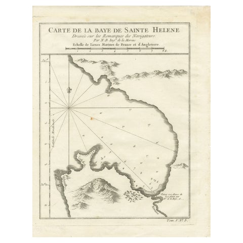 Bay of Saint Helena: French Naval Chart by N.B. Ingénieur de la Marine, ca.1770