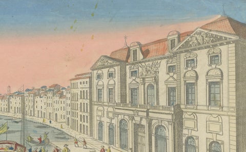 The Port of Marseille, 18th Century Hand-Colored Engraving by Daumont, Paris, close-up 2