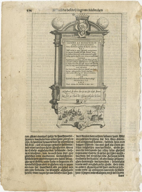 Memorial to Jacob van Heemskerck, Dutch Naval Hero at Gibraltar, Engraving, 1611, view 2