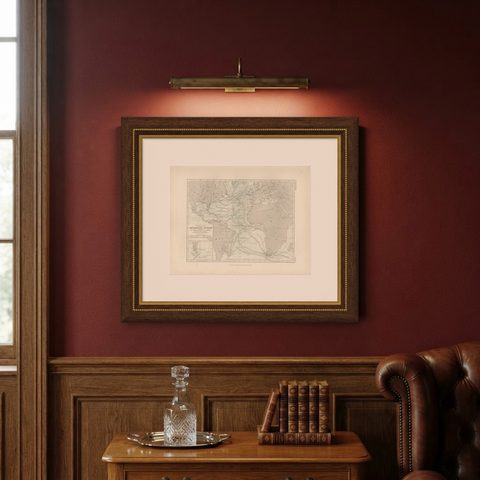 Antique Physical Chart of the Atlantic Ocean by Johnston '1850', shown framed on a wall