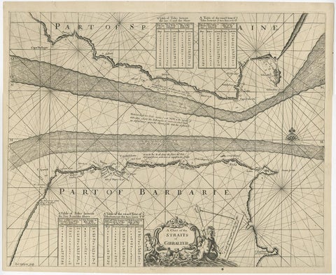Antique Map of the Straits of Gibraltar by J. Gascoyne, circa 1716, view 3