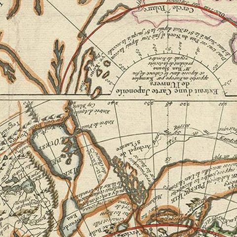 Antique Map of the West Coast of North America & North East Coast of Asia '1772', close-up 2