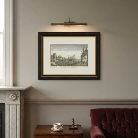 Constantinople Harbor Vue d’Optique by Jacques Chéreau, c.1760, shown framed on a wall